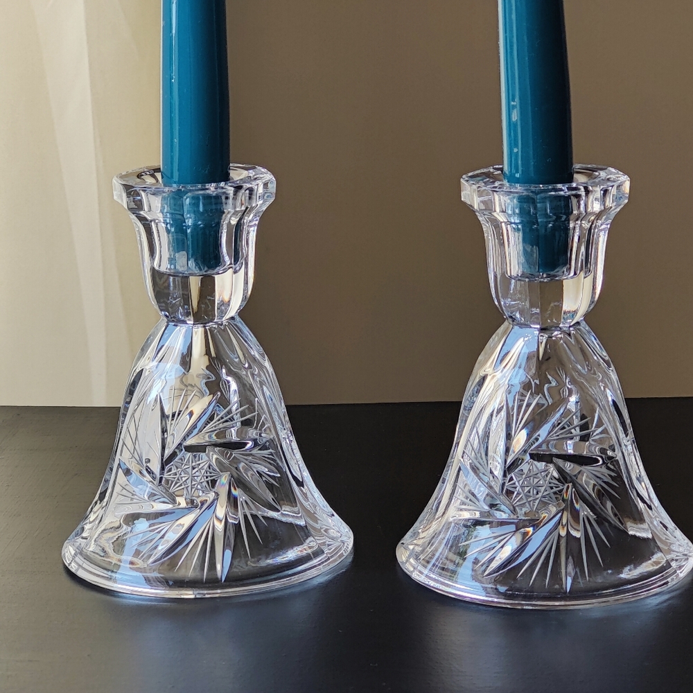Vintage Pinwheel Crystal | Bell Shaped Candle Holders 🕯️